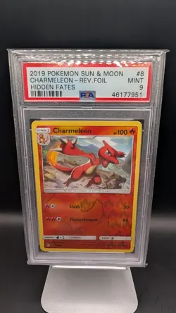 2019 Pokemon Sun & Moon Hidden Fates Charmeleon Reverse Foil Holo #8 PSA 9 - Image 1