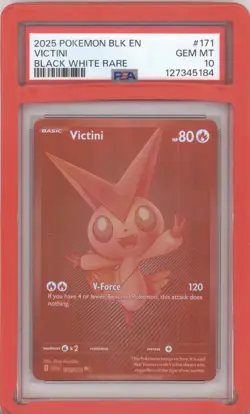 2025 POKEMON BLK EN-BLACK BOLT BLACK WHITE RARE #171 VICTINI PSA 10 - Image 1