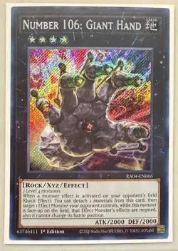 Yu-Gi-Oh! Number 106: Giant Hand First Edition Secret Rare RA04-EN066 - Image 1