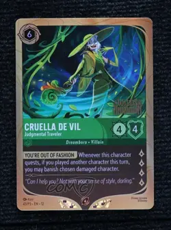 2025 Disney Lorcana - P3 Promos Cruella De Vil Judgmental Traveler #45/P3 - Image 1