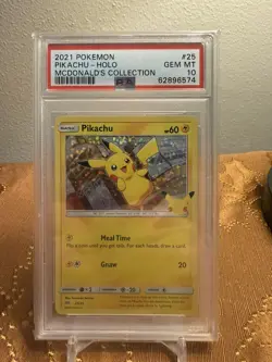 2021 Pokemon McDonald's Collection PIKACHU Holo #25 PSA 10 Gem Mint 25th - Image 1