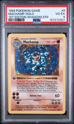 1999 Pokemon Game Machamp Holo 1st Edition-Shadowless PSA 4 #8 - Image 1