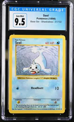 Seel 41/102 Shadowless Base Set Pokemon CGC 10 Gem Mint - Image 1
