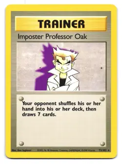 Imposter Professor Oak 102/130 Rare Base Set 2 Pokemon MP - Image 1