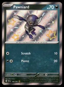 Pokemon Cards Pawniard 185/091 Paldean Fates Shiny Rare NM *4 - Image 1