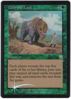 Clear the Land 1999 Mercadian Masques FOIL Green Rare Sorcery MTG NM AZ1 - Image 1