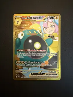 Pokemon TCG Iono's Bellibolt EX Gold Secret Rare Card 188/159 Journey Together - Image 1