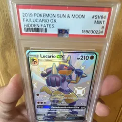 Pokemon 2019 Hidden Fates Shiny Vault Lucario GX SV64/SV94 Holo PSA 9 - Image 4