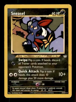 Sneasel 24/64 Rare Neo Revelation Pokemon Unlimited Damaged - Image 1