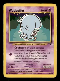 Wobbuffet 35/75 Rare Neo Discovery Pokemon Unlimited Damaged - Image 1
