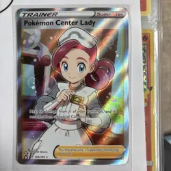 Pokemon TCG Pokemon Center Lady Vivid Voltage 185/185 Holo Full Art Ultra Rare - Image 1