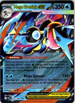 Mega Greninja ex 022/086 Double Rare ME04: Chaos Rising Pokemon Holo Near Mint - Image 1