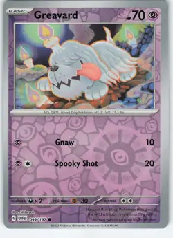 Greavard - 099/197 Common Reverse Holo SV03: Obsidian Flames NM Pokemon - Image 1