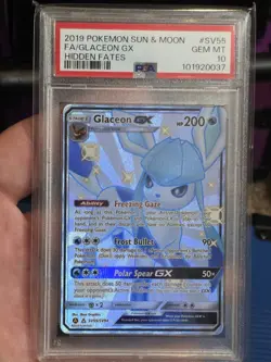 Pokemon TCG Glaceon GX Holo Ultra Rare Full Art Hidden Fates SV55/SV94 PSA 10 - Image 1