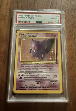 1999 POKEMON FOSSIL #5 GENGAR-HOLO PSA 8 - Image 1