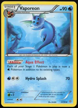 Vaporeon 22/98 Uncommon Ancient Origins Pokemon Lightly Played - Image 1