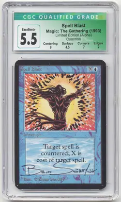 Graded Signed Spell Blast CGC 5.5 Alpha Limited Artist Brian Snoddy 1993 MTG! - Image 1