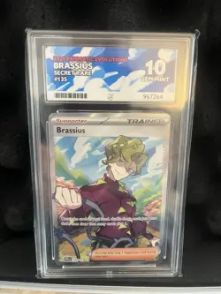 Pokemon TCG Brassius Prismatic Evolutions #135/131 Secret Rare Gem Mint Ace 10 - Image 1