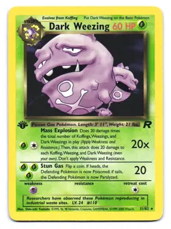 Dark Weezing 31/82 Rare Team Rocket Pokemon 1st Edition MP - Image 1