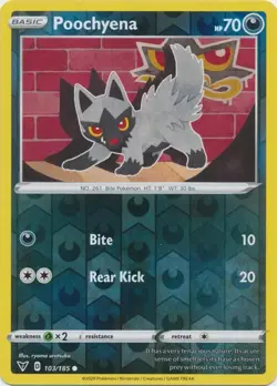 Reverse Holo Poochyena 103/185 Vivid Voltage Common Pokemon TCG - Image 1