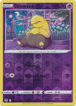 Reverse Holo Drowzee 060/195 Common Silver Tempest Pokemon TCG - Image 1