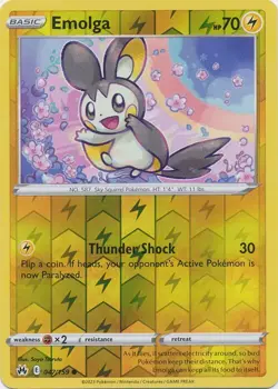 Reverse Holo Emolga 047/159 Common Crown Zenith Pokemon TCG - Image 1