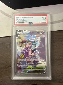 PSA 9 MINT Mew V Fusion Strike Full Art Holo 2021 Pokemon SWSH 251/264 - Image 1