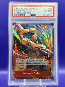 One Piece Monkey D Garp Alt Art OP13-016 Carrying On His Will PSA 10 Gem Mint - Image 1