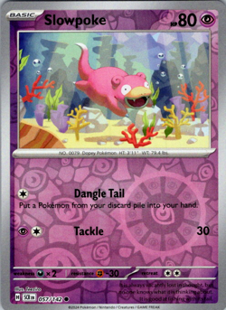 Pokemon TCG Slowpoke SCR EN057/142 Reverse Holo Card - Image 1