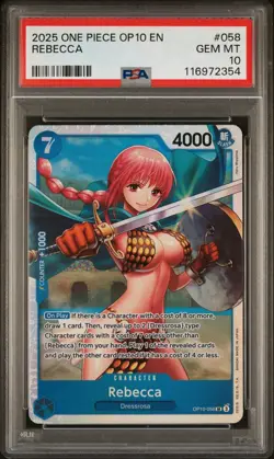 2025 One Piece Op10-058 Royal Blood Rebecca PSA 10 #058 SR English Low Pop - Image 1