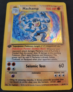 Holo Foil Machamp # 8/102 Base Set TCG Game Pokemon Trading Cards Fighting MP - Image 1