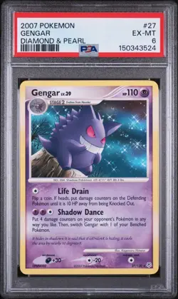2007 POKEMON DIAMOND & PEARL#27 GENGAR PSA 6 - Image 1
