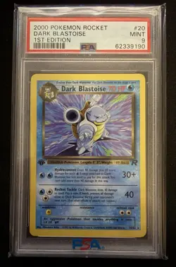 2000 Pokemon Team Rocket 1st Ed. Dark Blastoise NON-HOLO #20 PSA 9 MINT - Image 1