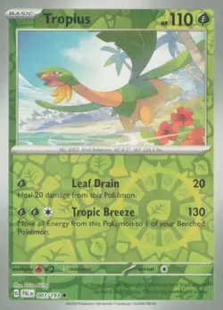 TROPIUS 007/193 COMMON PALDEA EVOLVED POKEMON REVERSE HOLO NEAR MINT - Image 1