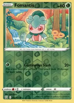 FOMANTIS 014/163 COMMON BATTLE STYLES POKEMON REVERSE HOLO NEAR MINT - Image 1