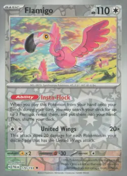 FLAMIGO 170/193 UNCOMMON PALDEA EVOLVED POKEMON REVERSE HOLO NEAR MINT - Image 1