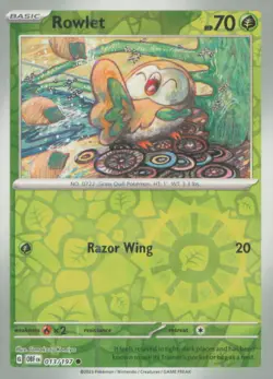 ROWLET 013/197 COMMON OBSIDIAN FLAMES POKEMON REVERSE HOLO NEAR MINT - Image 1
