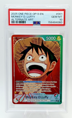 2025 One Piece Monkey D. Luffy Leader Alt Art #OP13-001 PSA 10 GEM MINT ENGLISH - Image 1