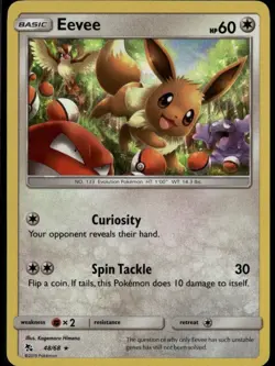 Eevee 48 Holo Rare Hidden Fates 48/68 Colorless Holo Pokemon Card - Image 1