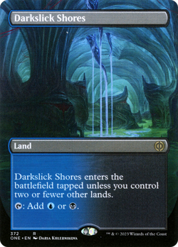 Darkslick Shores (Borderless Alternate Art) [Phyrexia: All Will Be One] Near Mi - Image 1