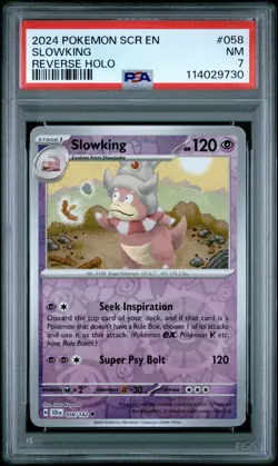 2024 POKEMON SCR EN-STELLAR CROWN REVERSE HOLO #058 SLOWKING PSA 7 - Image 1
