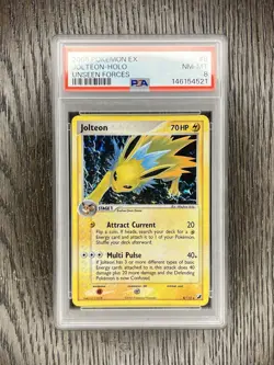 Jolteon PSA 8 Pokemon 2005 EX Unseen Forces 8/115 Rare Holo Swirl Low POP 115 - Image 3