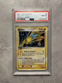 Jolteon PSA 8 Pokemon 2005 EX Unseen Forces 8/115 Rare Holo Swirl Low POP 115 - Image 5
