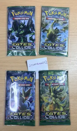 POKEMON - XY FATES COLLIDE - 4 BOOSTER PACKS (ARTWORK SET) NEW, SEALED & SLEEVED - Image 1