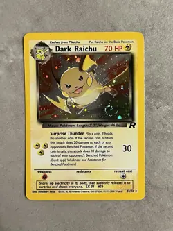 Dark Raichu Pokemon WOTC 2000 Team Rocket 83/82 Secret Rare Holo Swirl NM - Image 1