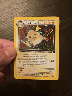 Dark Raichu Pokemon WOTC 2000 Team Rocket 83/82 Secret Rare Holo Swirl NM - Image 5