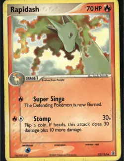 Rapidash Uncommon Delta Species 52/113 Fire Pokemon Card - Image 1