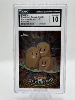 Pokemon 2000 Topps Chrome Dugtrio #51 TV Series 1 Gem Mint Vintage - Image 1