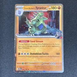 Team Rocket's Tyranitar 096/182 Pokemon Center Stamped Promo Destined Rivals LP - Image 1