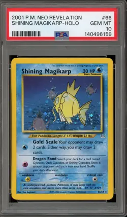 Pokemon Shining Magikarp Neo Revelation Unlimited Holo Secret Rare #66 PSA 10 - Image 1